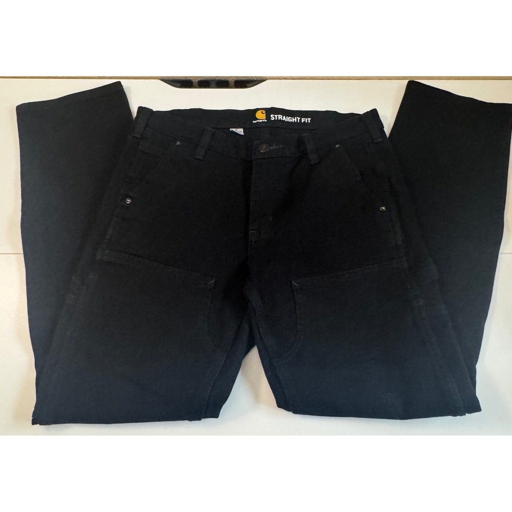 Carhartt Women Black Straight Fit Double Front Work Pants 104296 Size 6 Regular
